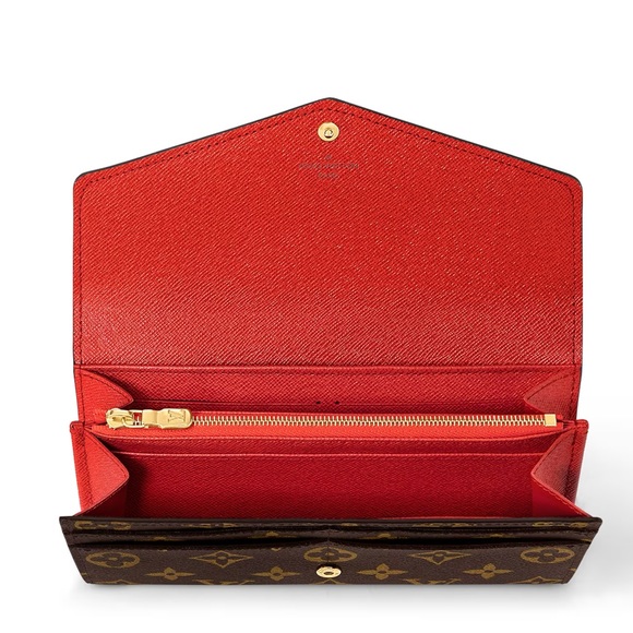Authentic LOUIS VUITTON Monogram Sarah Jeanne Wallet in Poppy Red M62236 - Picture 5 of 14